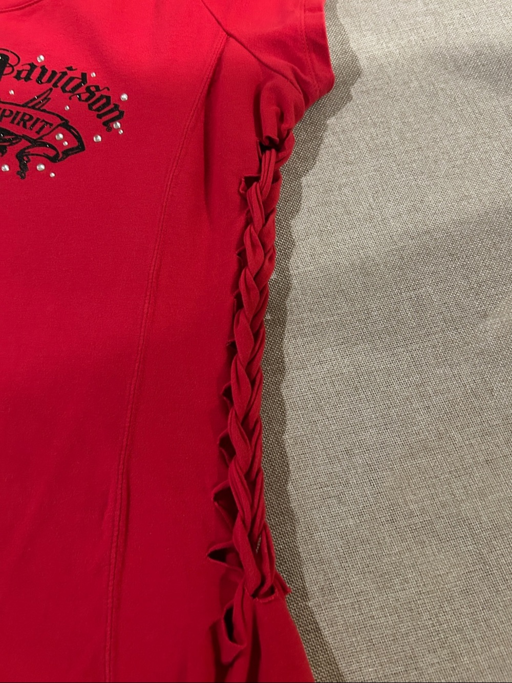 Vintage Harley-Davidson Red Short Sleeve Side-Lace Graphic Tee - Picture 3 of 14